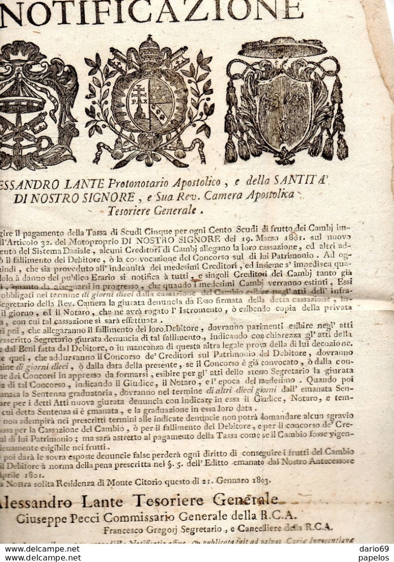 1803   MANIFESTO - Documents Historiques
