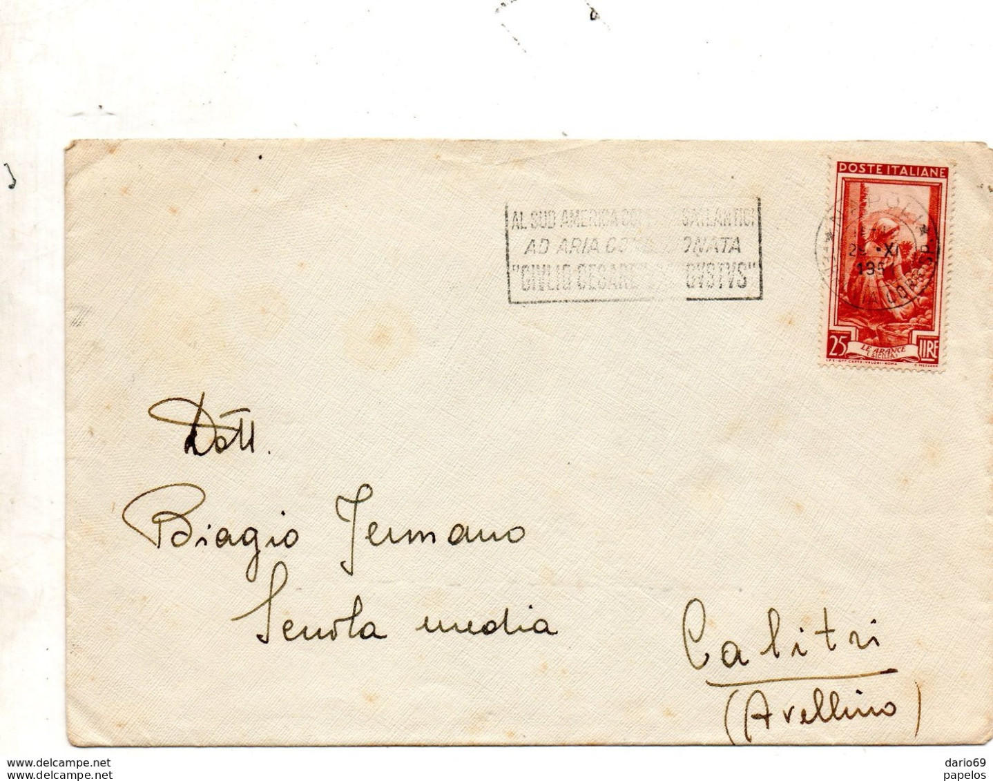 1951 LETTERA CON ANNULLO NAPOLI +  AL SUD AMERICA - 1946-60: Marcophilia