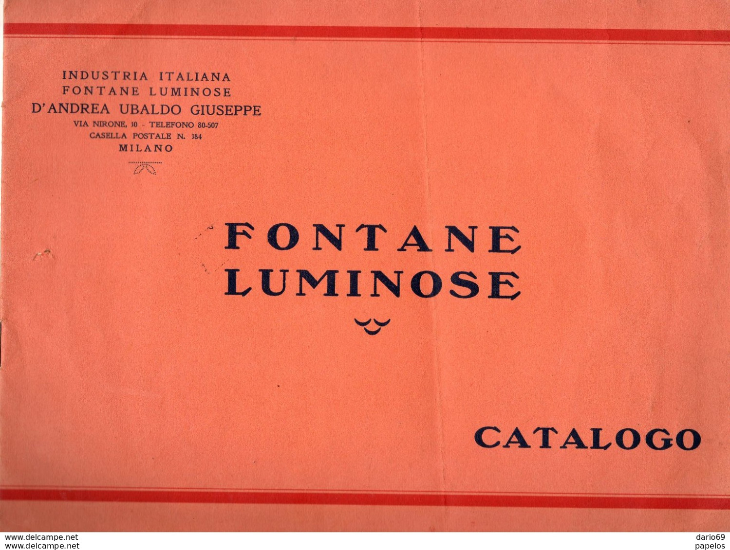 CATALOGO INDUSTRIA ITALIANA FONTANE LUMINOSE MILANO - Reclame