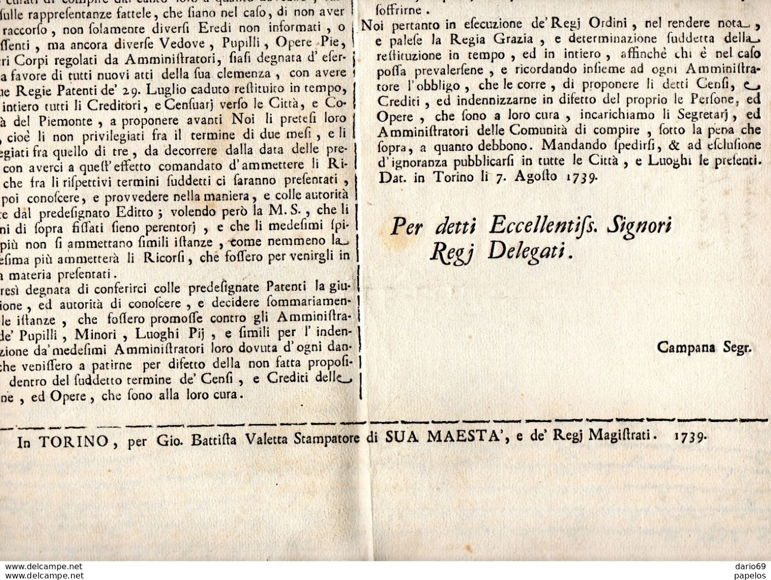 1739  MANIFESTO - Historical Documents