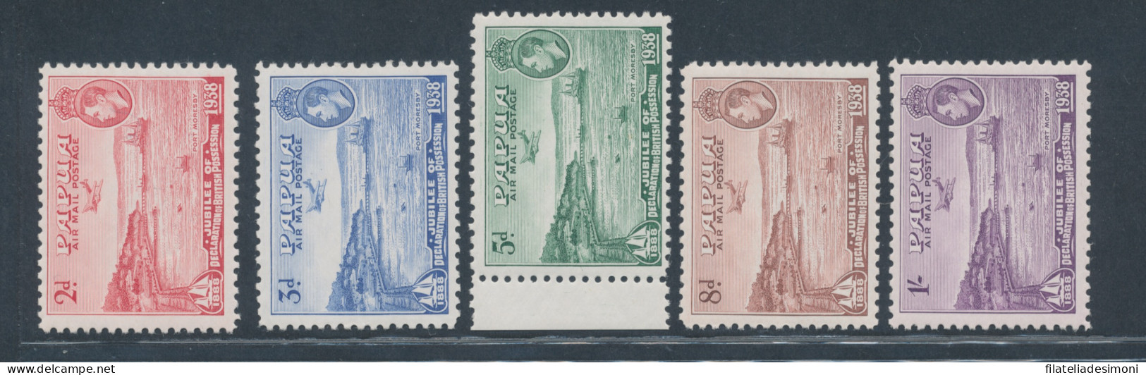 1938 Papua, Stanley Gibbons N. 158/62, Serie Completa, MNH** - Otros & Sin Clasificación