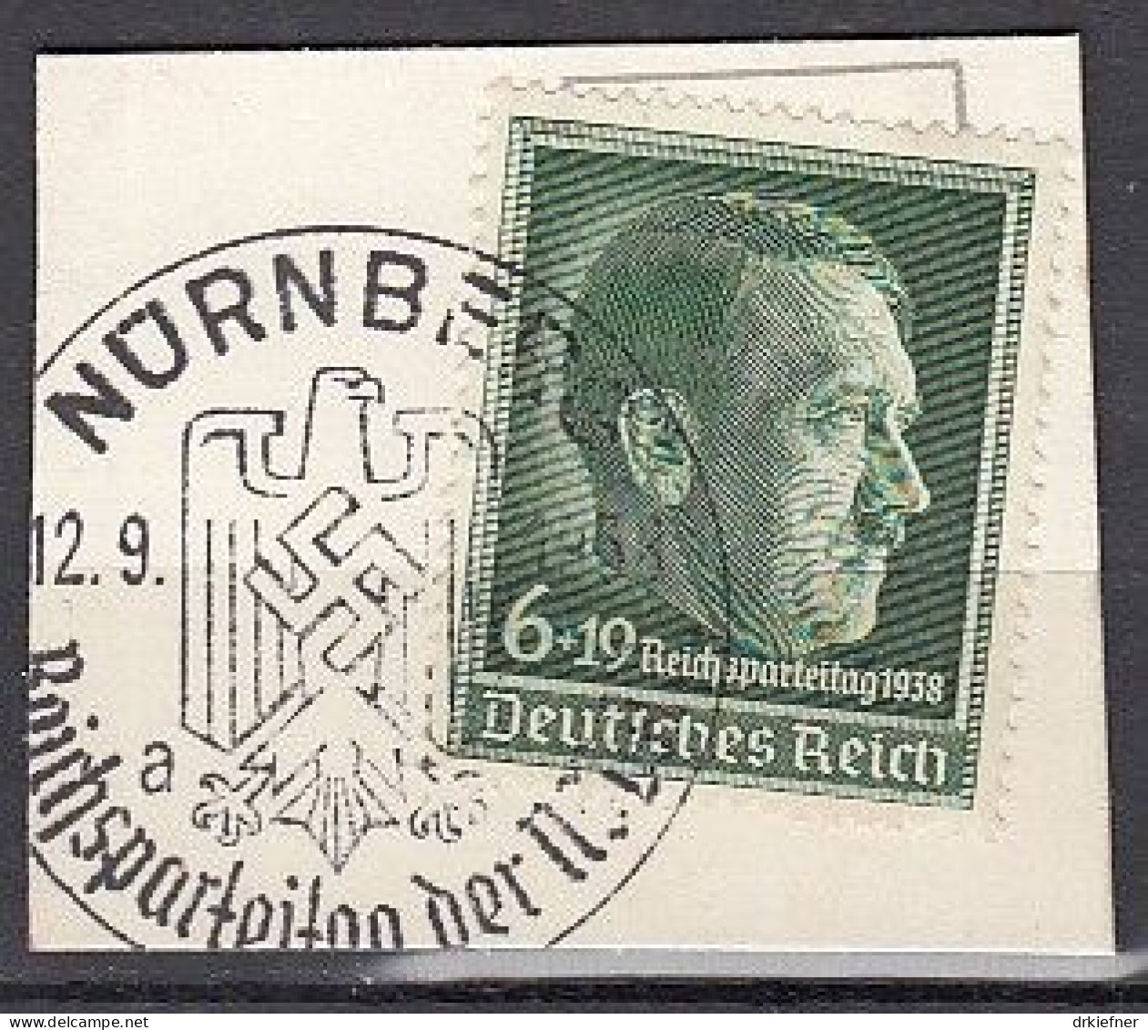 DR 672, Gestempelt, Auf Briefstück, Reichsparteitag, 1938 - Gebraucht