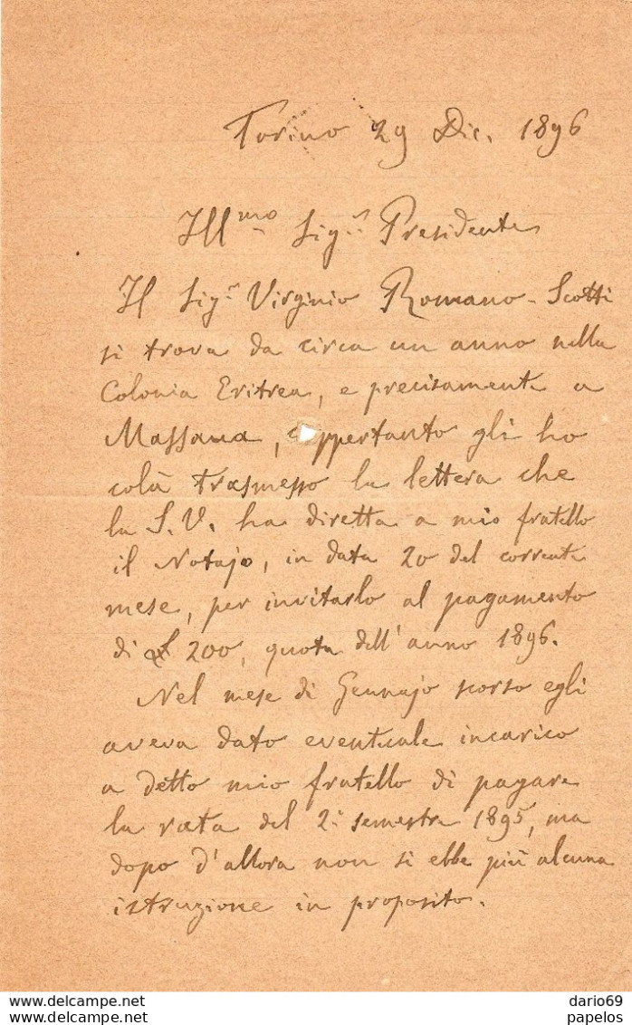 1896 LETTERA TORINO - Manuskripte