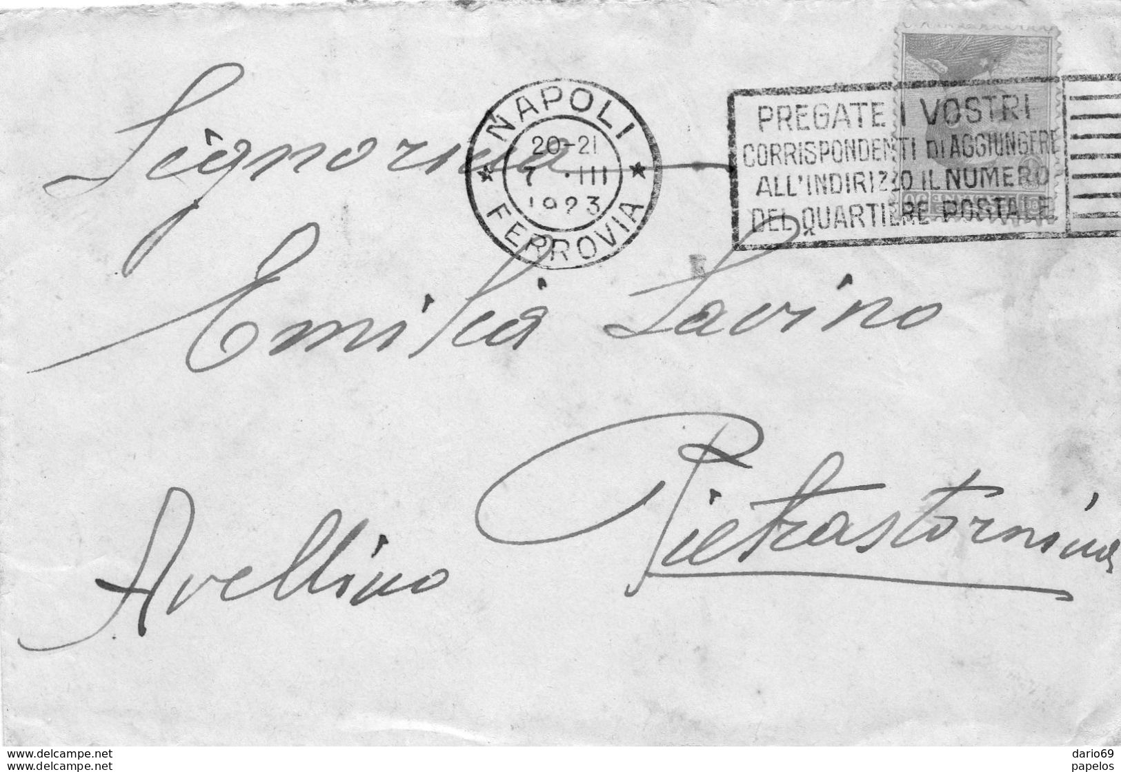 1923  LETTERA CON ANNULLO NAPOLI  + TARGHETTA - Storia Postale