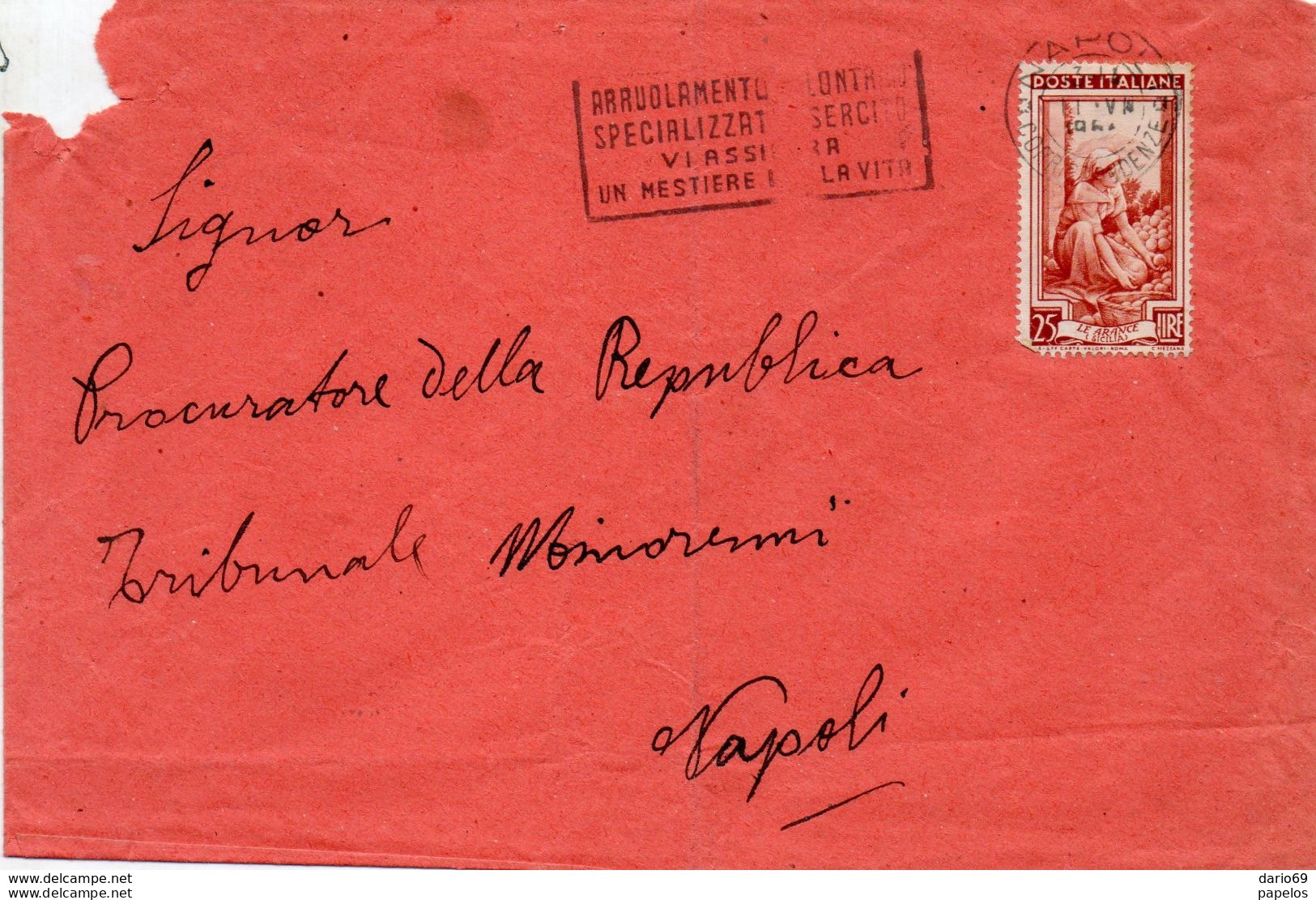 1961 LETTERA CON ANNULLO NAPOLI + TARGHETTA - 1961-70: Marcophilie