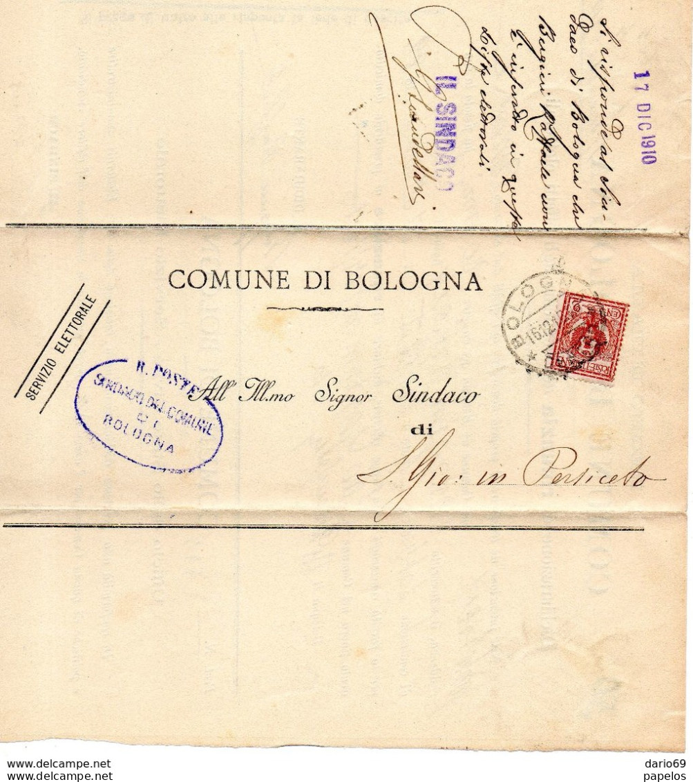 1910  LETTERA CON ANNULLO  BOLOGNA - Marcophilie