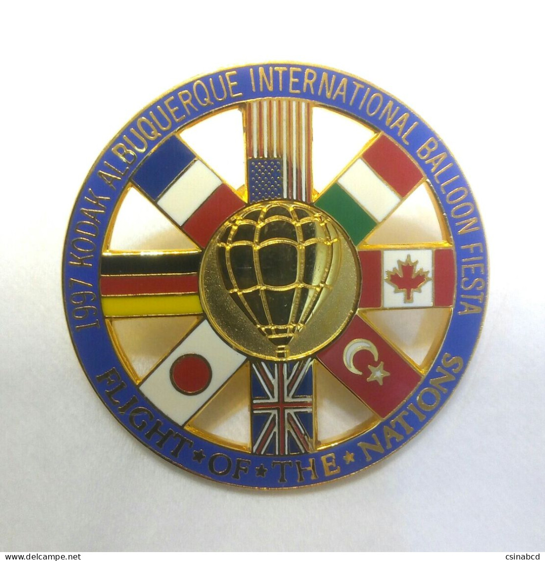 1997 Kodak Albuquerque International Balloon Fiesta FLIGHT OF THE NATIONS AIBF Hot Air Ballon Pin Badge - Transport Und Verkehr