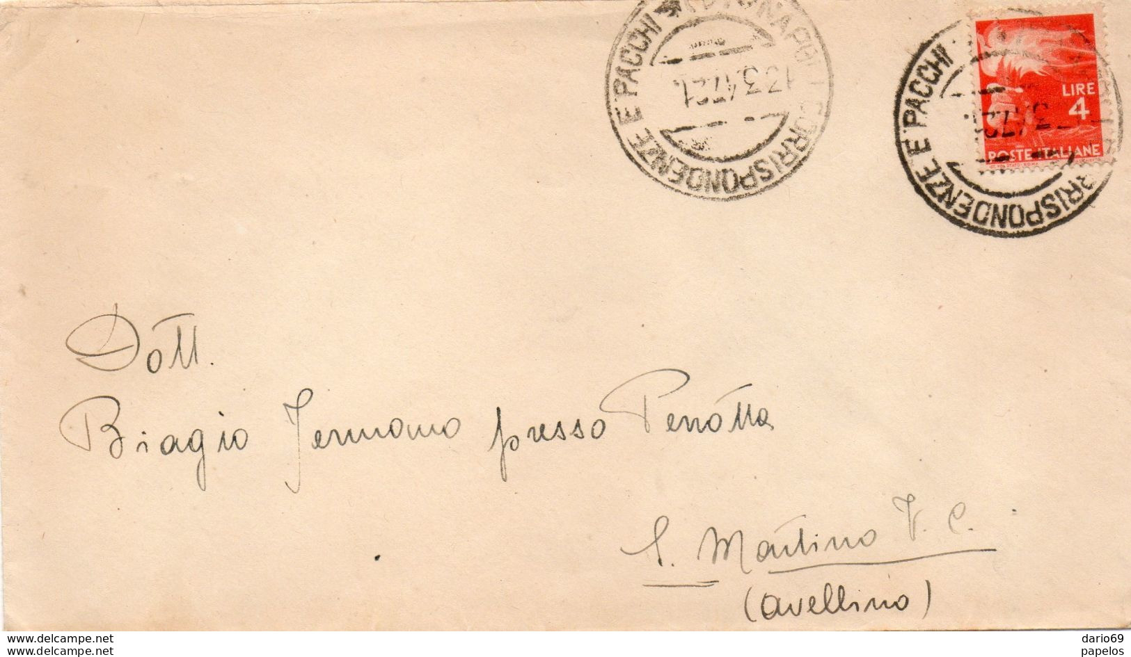 1947  LETTERA CON ANNULLO NAPOLI - 1946-60: Marcophilie