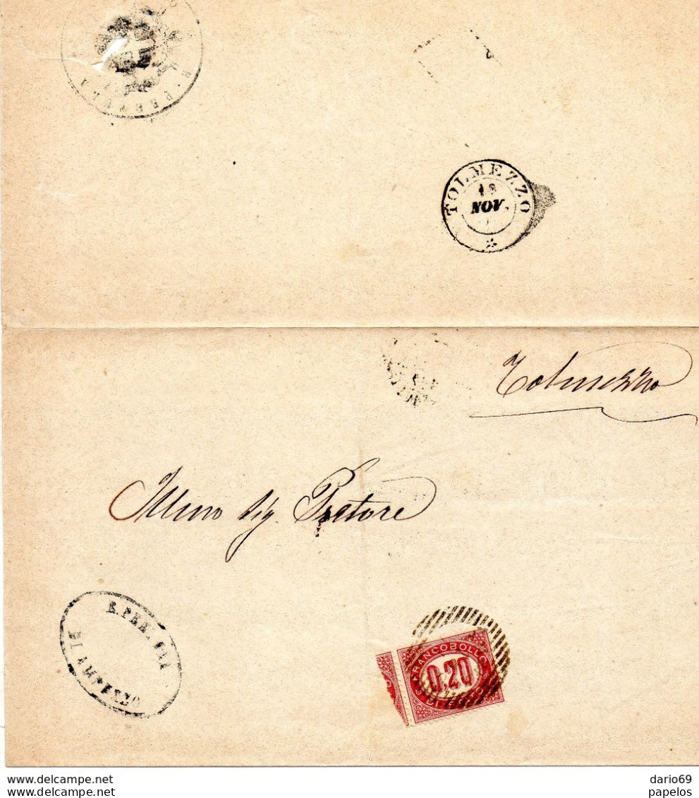1875 LETTERA CON ANNULLO TOLMEZZO  UDINE - Marcophilie