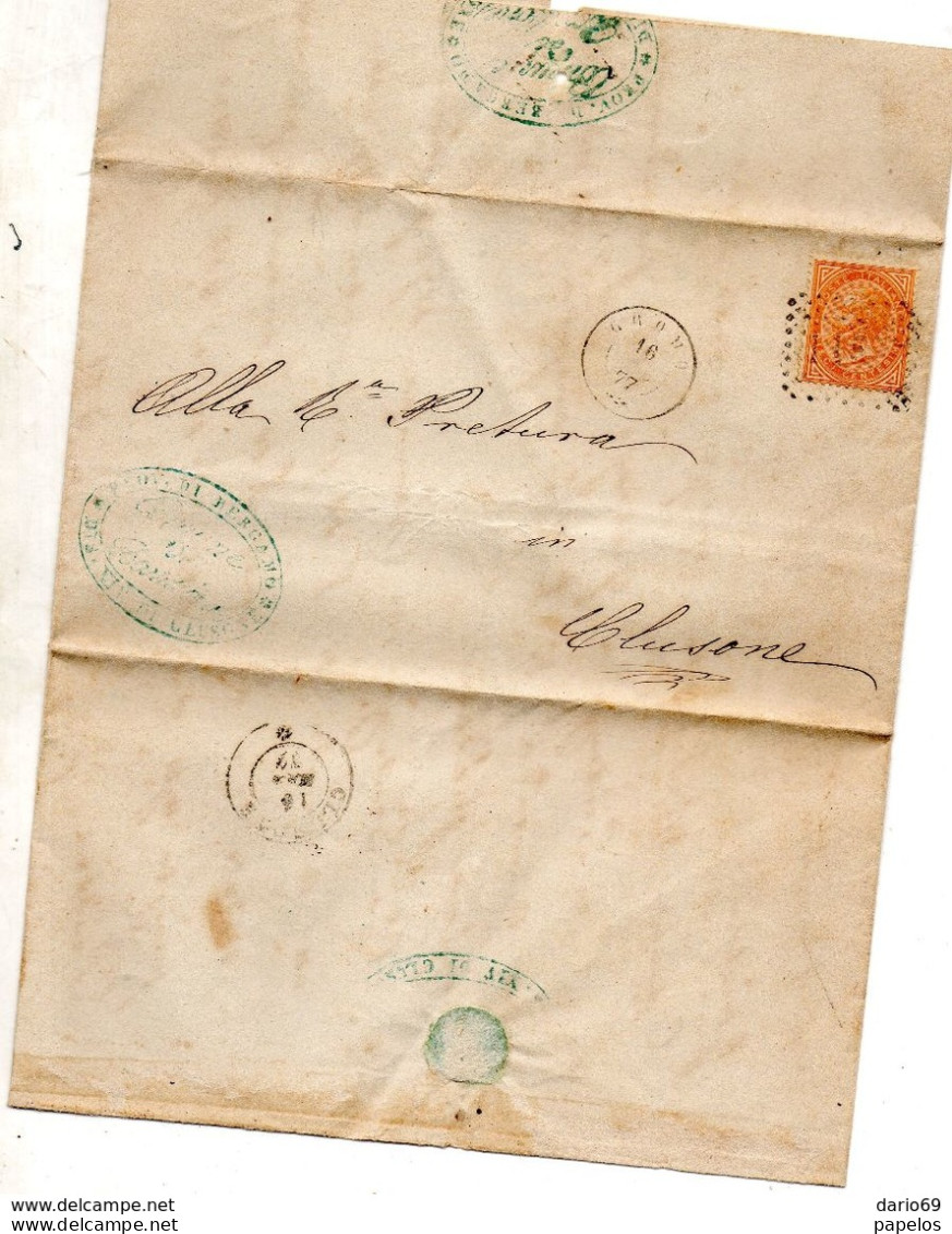 1877  LETTERA CON ANNULLO  CLUSONE BERGAMO - Poststempel