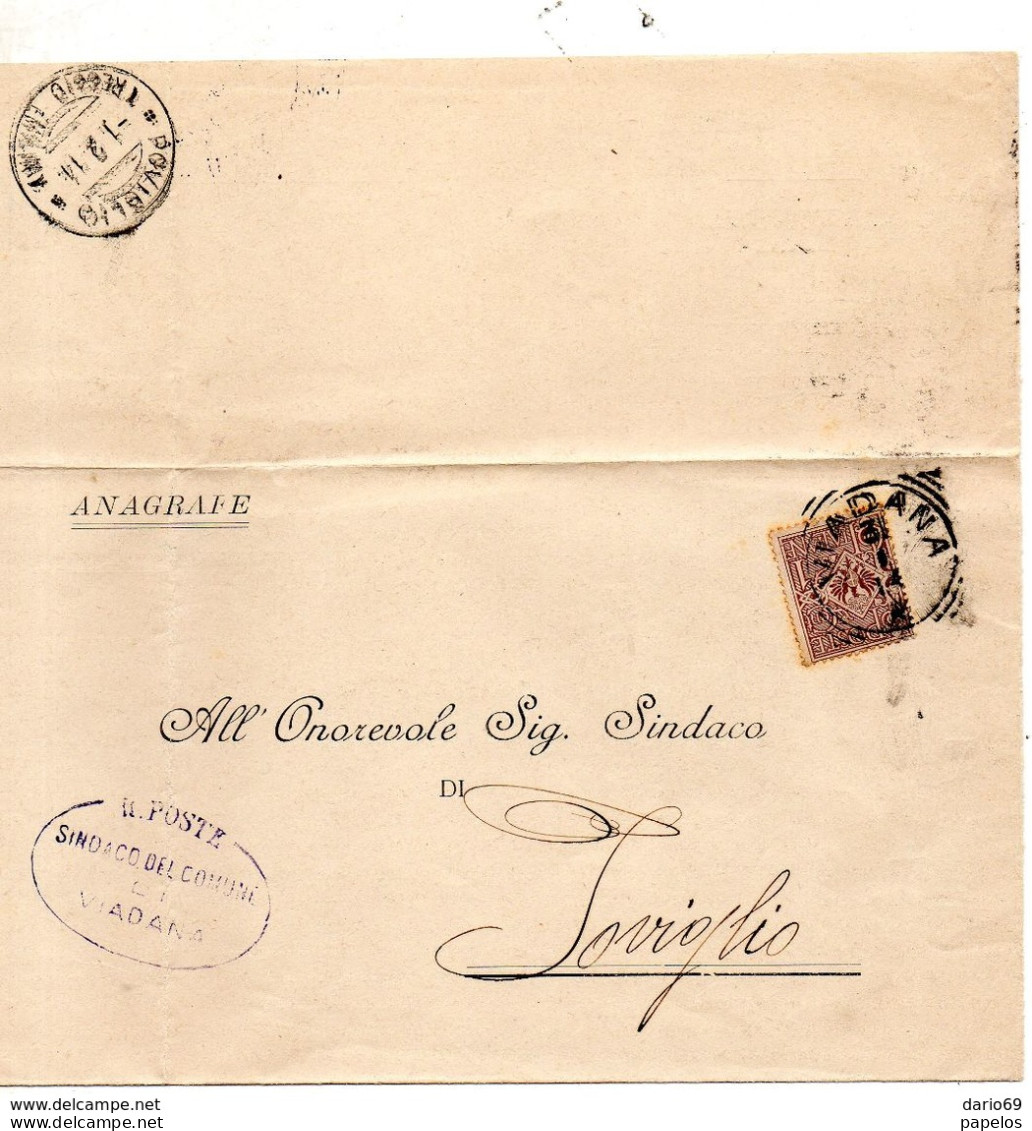 1914  LETTERA CON ANNULLO  VIADANA MANTOVA , - Marcophilia