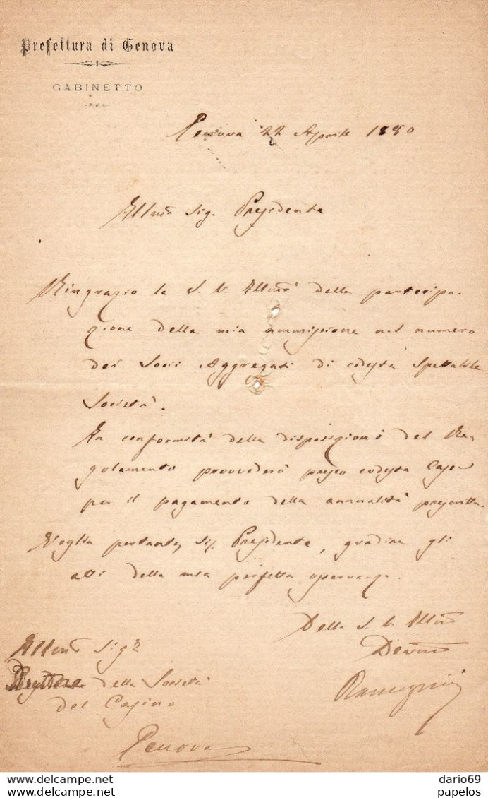 1880 LETTERA   GENOVA - Manuscripts
