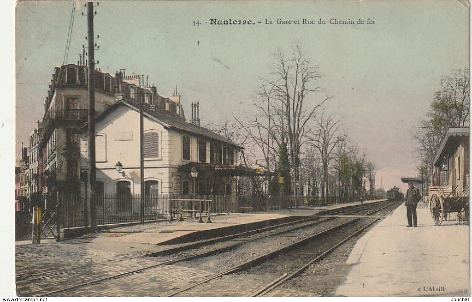 AA+ 120-(92) NANTERRE - LA GARE ET RUE DU CHEMIN DE FER - CARTE COLORISEE - Nanterre