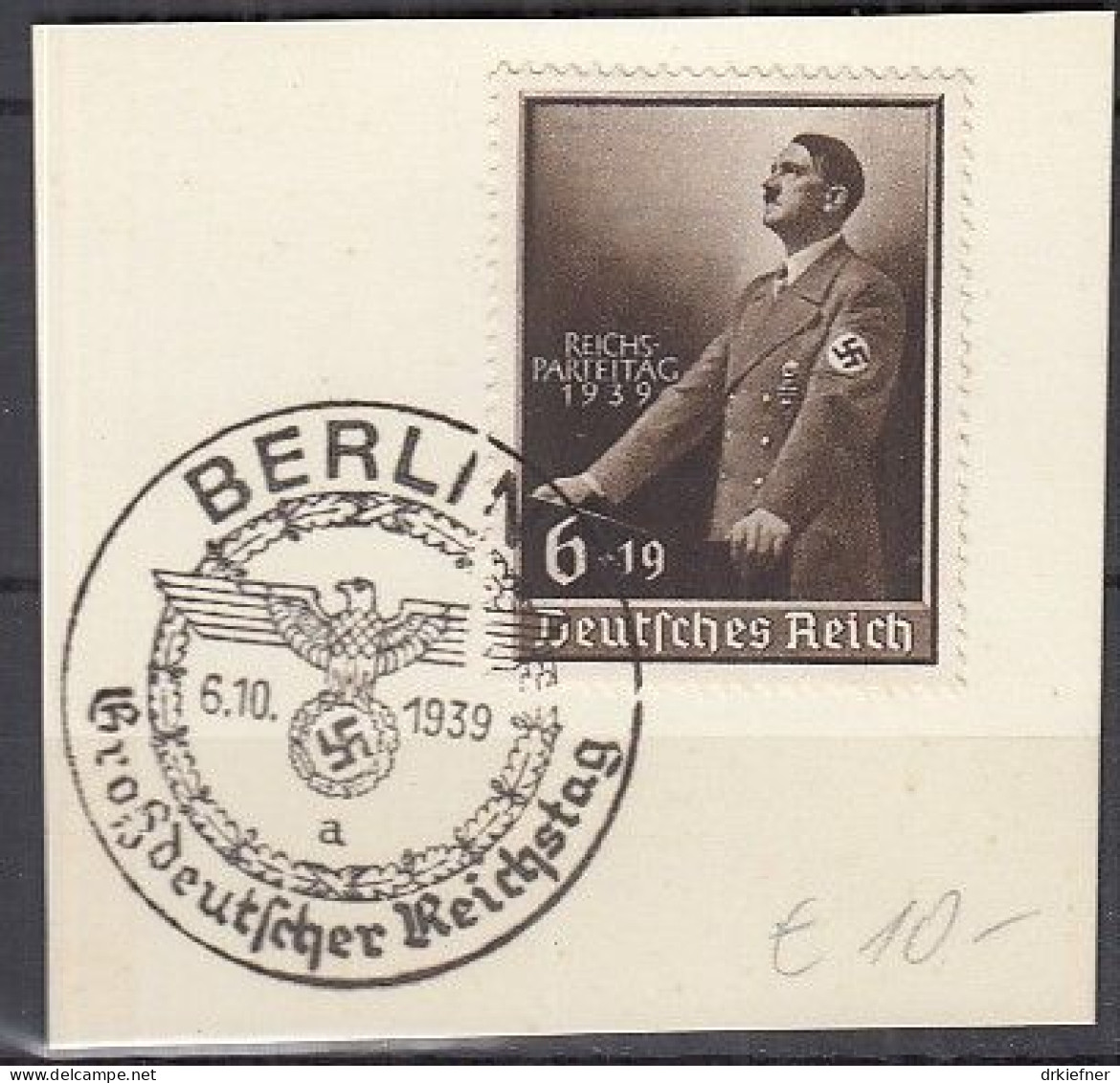 DR 701, Gestempelt, Auf Briefstück, Reichsparteitag, 1939 - Gebruikt