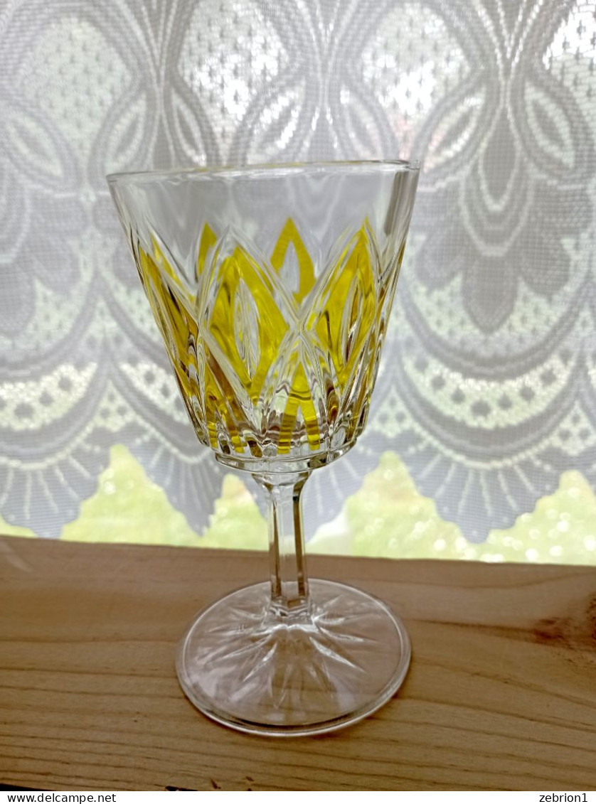 6 Verres à Vin Arlequin Reims France Années 50 - Glass & Crystal