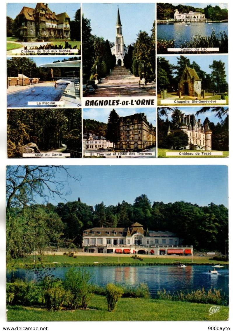 Lot De 3 CP. BAGNOLES DE L'ORNE: Multivue; Le Casino Des Thermes Et Pédalos Sur Le Lac; Station Thermale - Bagnoles De L'Orne
