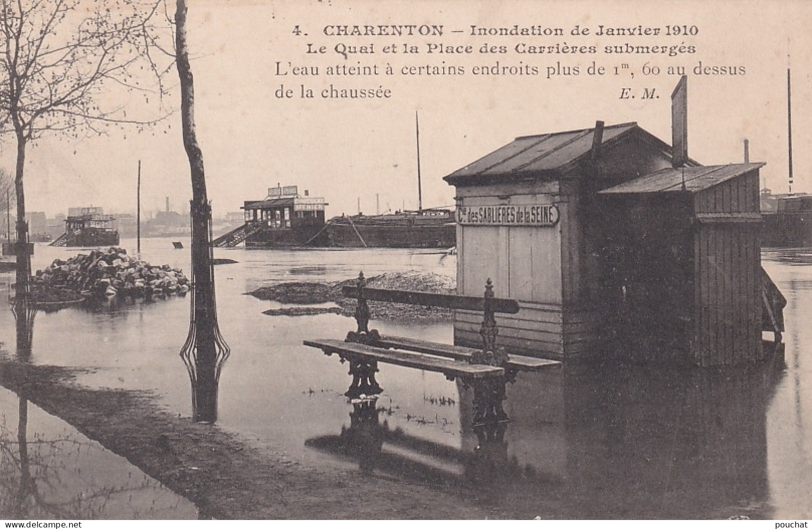 AA+ 122-(94) CHARENTON - INONDATION DE JANVIER 1910 - LE QUAI ET LA PLACE DES CARRIERES SUBMERGES - Charenton Le Pont