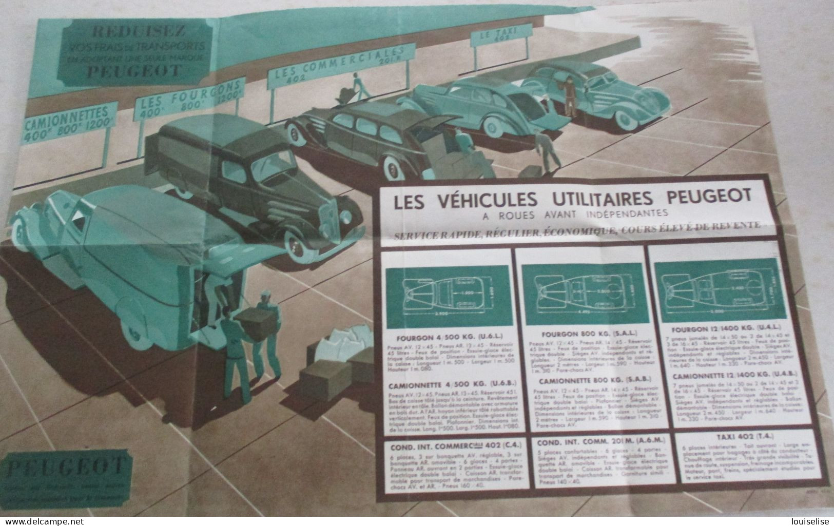 PUBLICITE VOITURES PEUGEOT 402  302  201M     1937 - Afiches