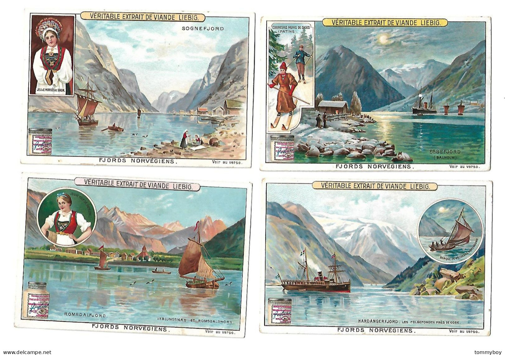 S 778, Liebig 6 Cards, Fjords Norvégiens ( Backsides Have Smalle Stickers ) (ref B21) - Liebig