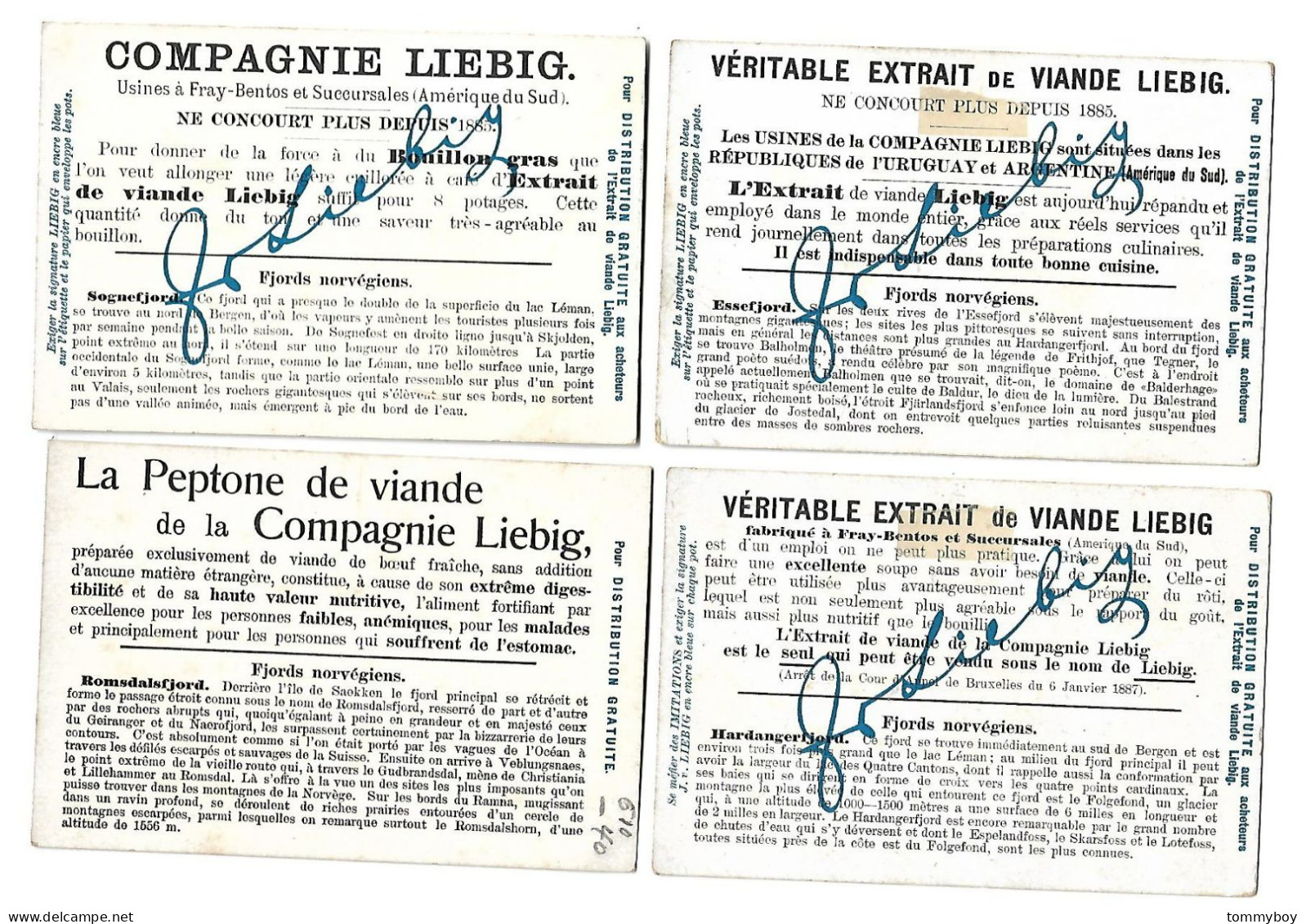 S 778, Liebig 6 Cards, Fjords Norvégiens ( Backsides Have Smalle Stickers ) (ref B21) - Liebig