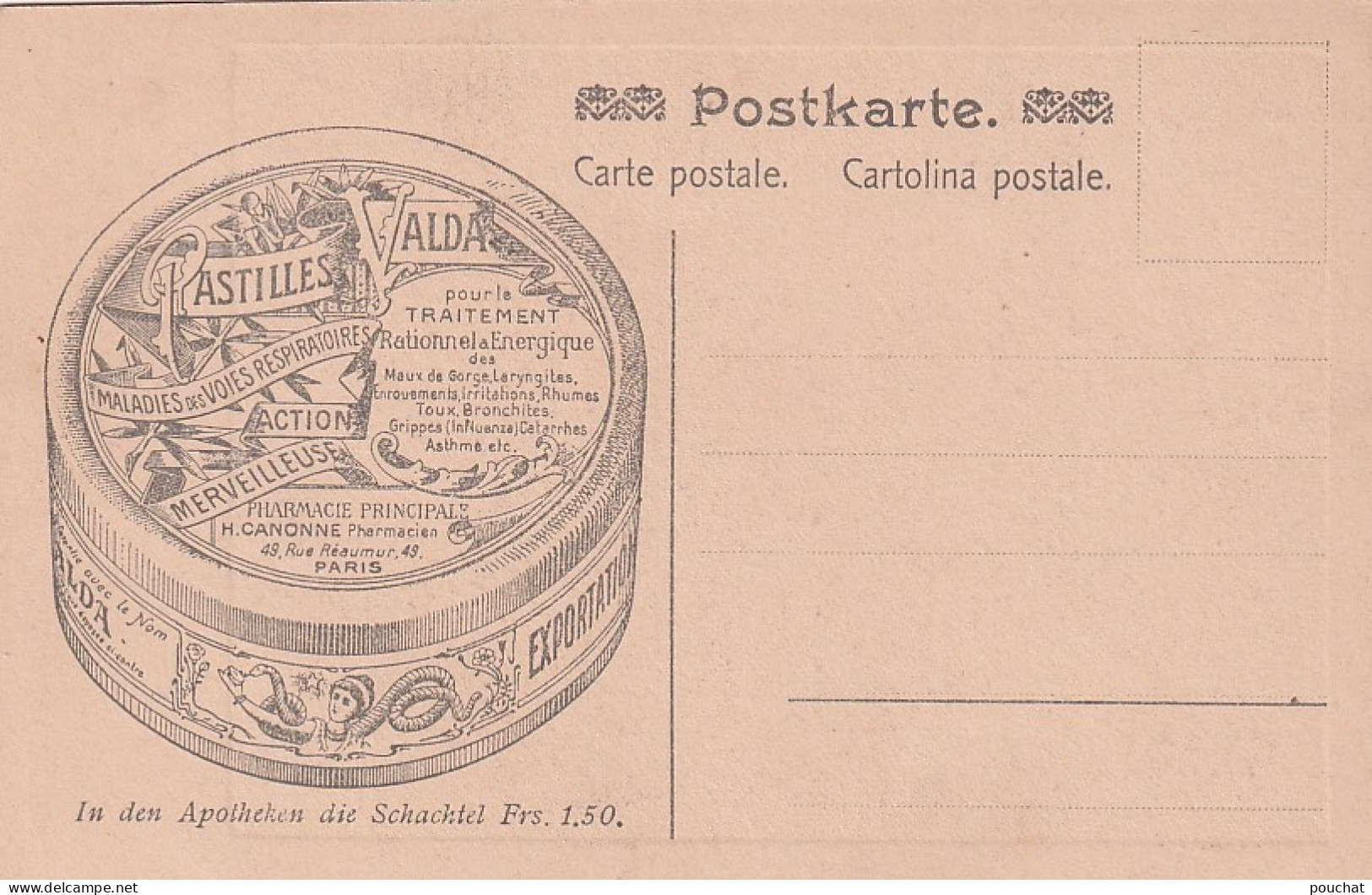 AA+ 127- CARTE PUBLICITAIRE PASTILLES VALDA - ILLUSTRATION TABLEAU MILLET - Werbepostkarten