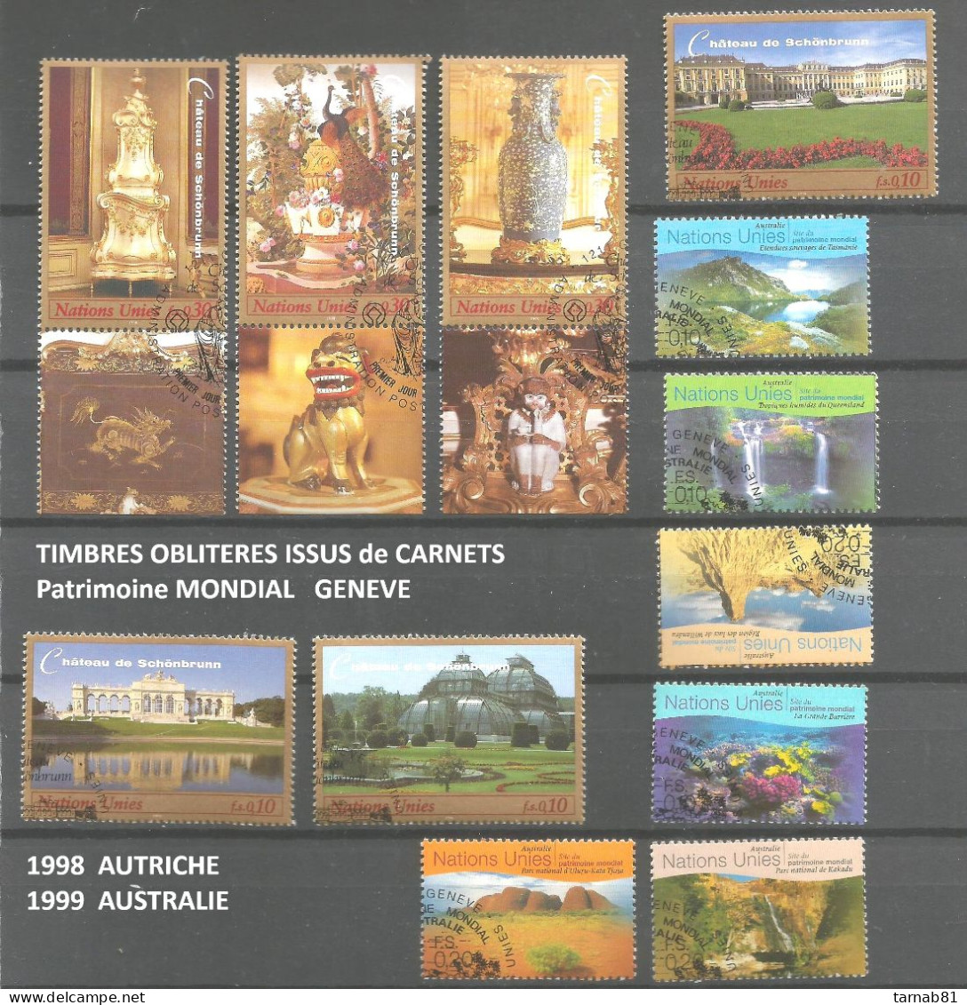 ONU Nations Unies Patrimoine Mondial GE 1998 1999   Timbres Oblitérés  Issus De Carnets - Used Stamps