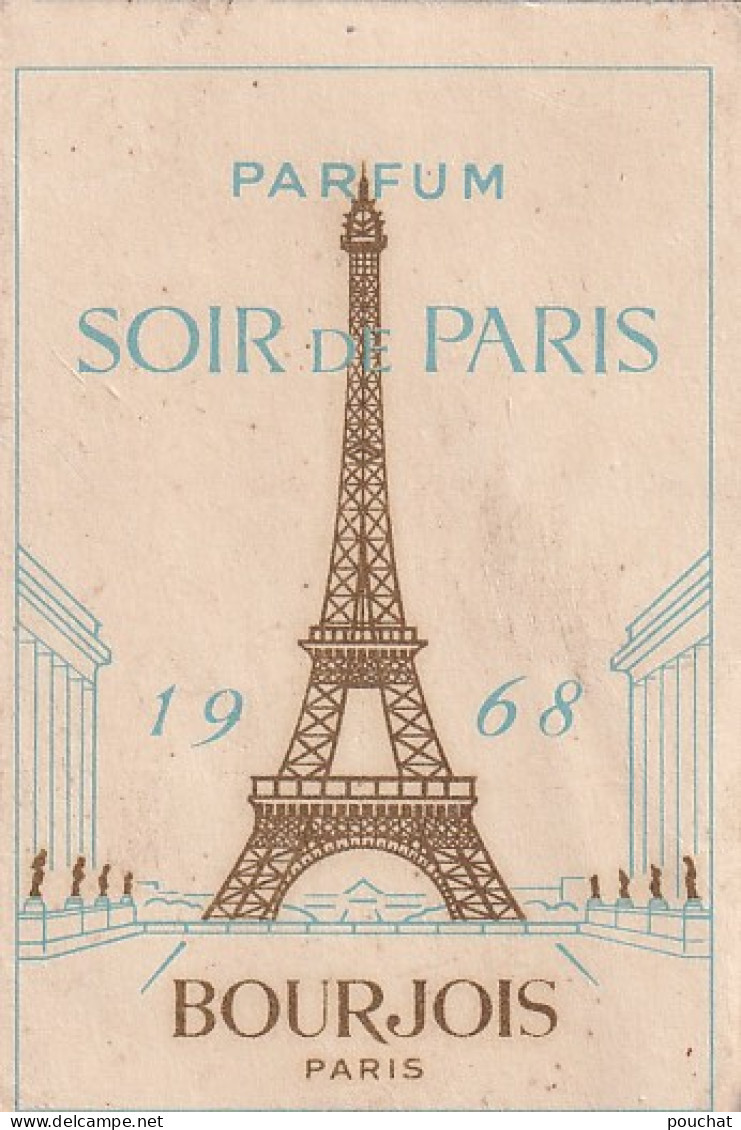 AA+ 127- MINI CALENDRIER PARFUM " SOIR DE PARIS " , BOURJOIS 1968 - PARFUMERIE DROGUERIE GARES , PRAYSSAC ( 46 ) - Tamaño Pequeño : 1961-70