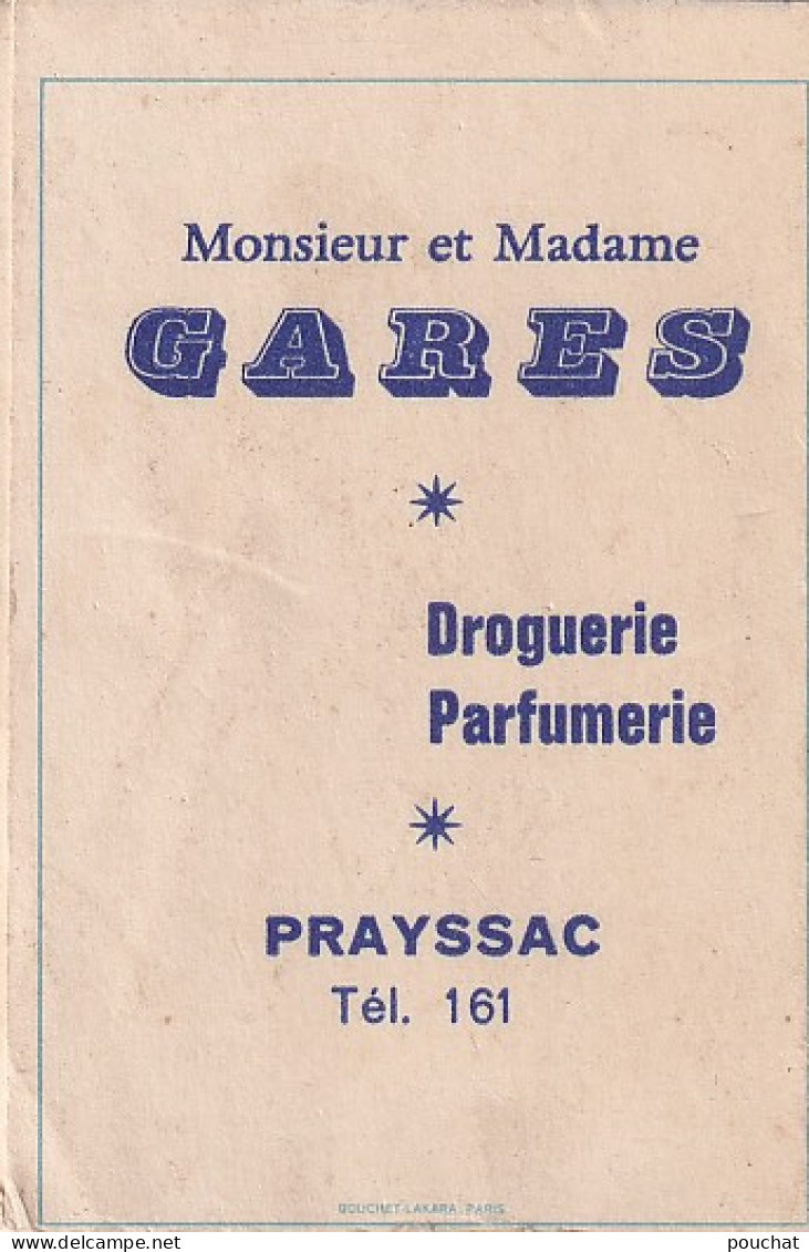 AA+ 127- MINI CALENDRIER PARFUM " SOIR DE PARIS " , BOURJOIS 1968 - PARFUMERIE DROGUERIE GARES , PRAYSSAC ( 46 ) - Petit Format : 1961-70