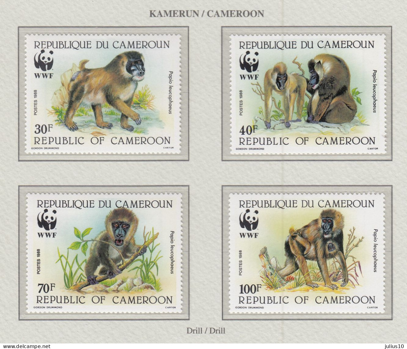 CAMEROON 1988 WWF Monkeys Mi 1155-1158 MNH(**) Fauna 751 - Scimmie