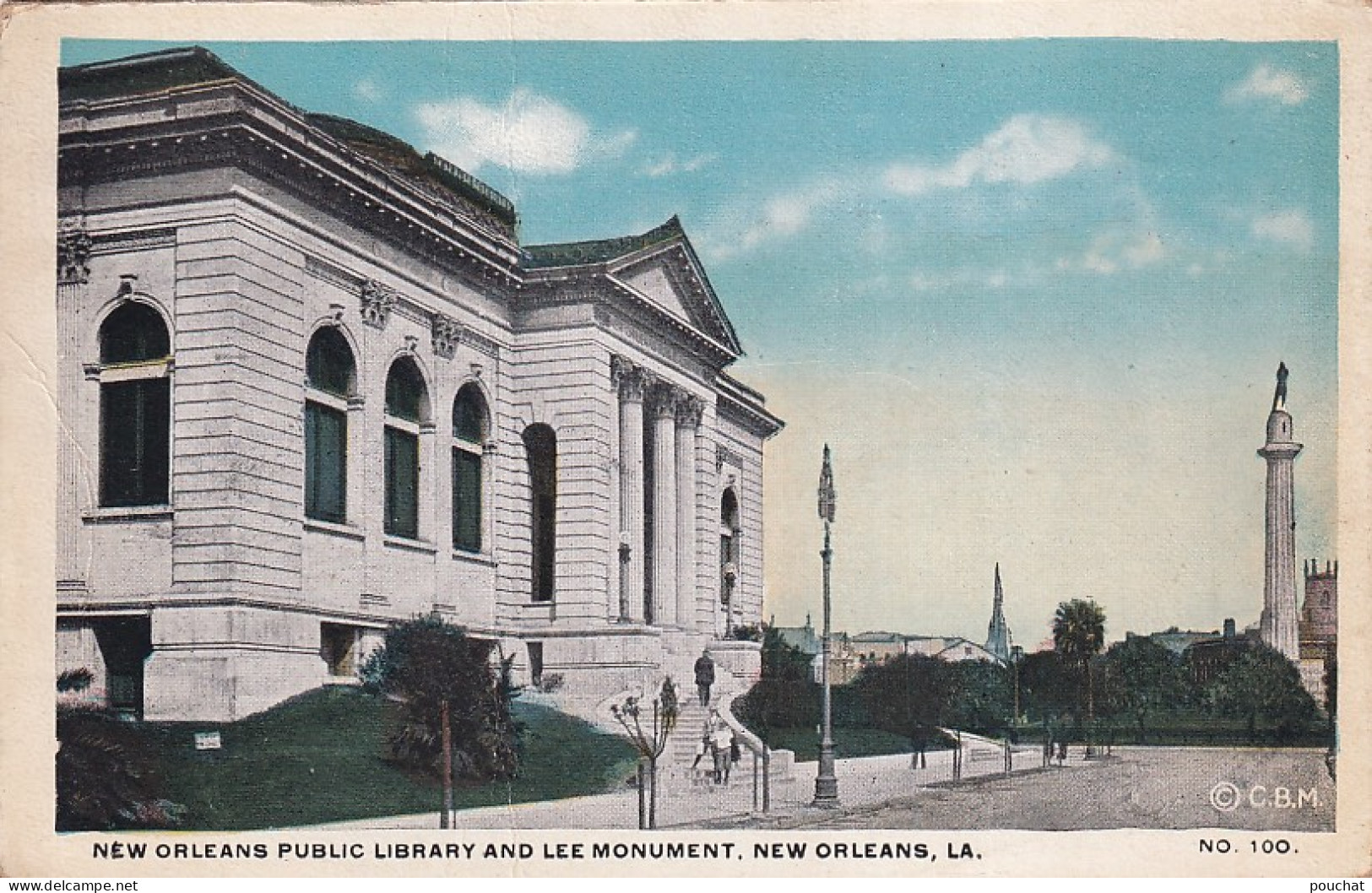 AA+ 130- NEW ORLEANS PUBLIC LIBRARY AND LEE MONUMENT - NEW ORLEANS , LOUISINA  - New Orleans