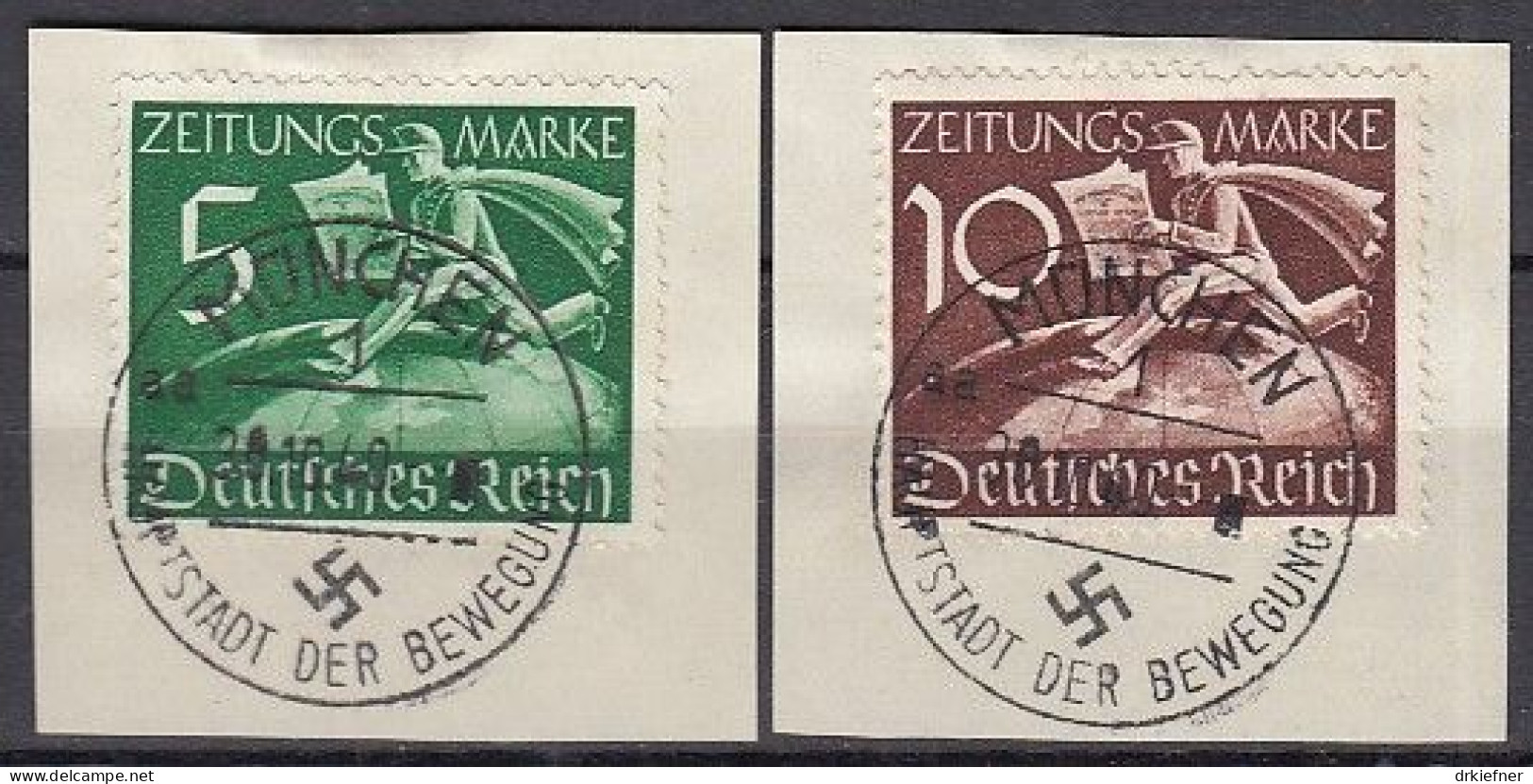 DR  Z 738-739, Gestempelt, Auf Briefstück, Zeitungsmarken, 1939 - Used Stamps