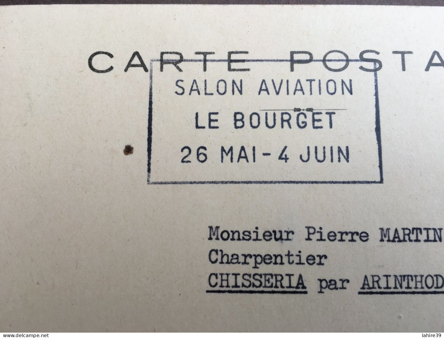 Carton / Carte Postale Publicitaire / Tampon Salon De L'Aviation Du Bourget / Jura / 1961 - 1900 – 1949