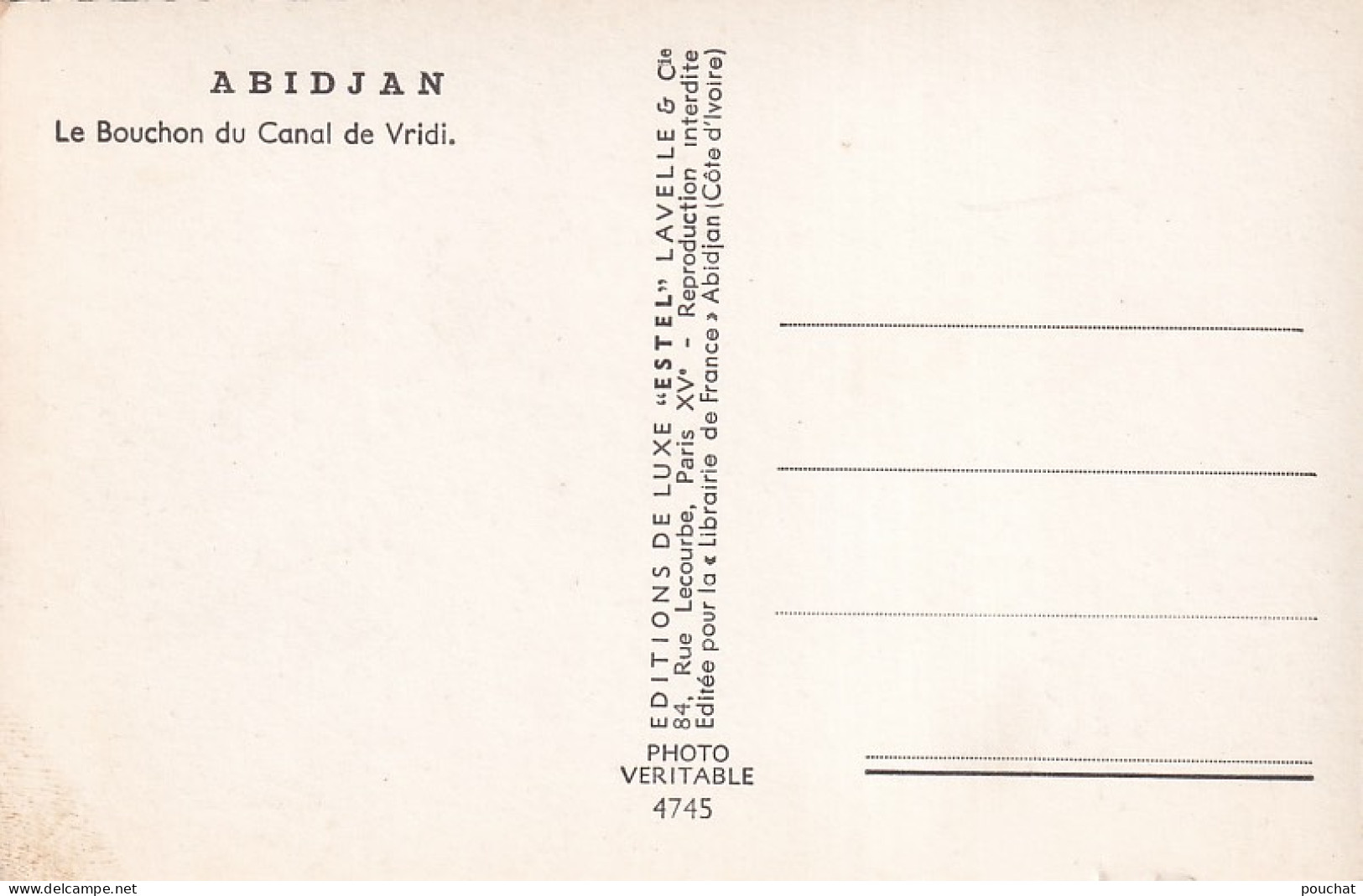 AA+ 131- ABIDJAN , COTE D'IVOIRE - LE BOUCHON DU CANAL DE VRIDI - Ivory Coast