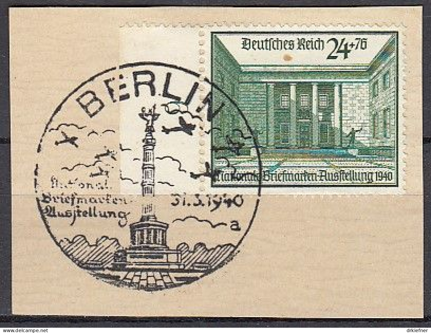 DR  743, Gestempelt, Auf Briefstück, Briefmarkenausstellung Berlin, 1940 - Gebraucht