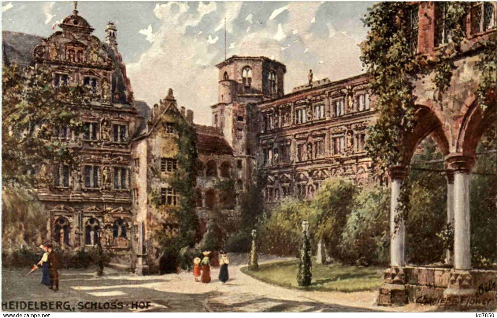 Heidelberg - Künstlerkarte Charles Flower - Heidelberg