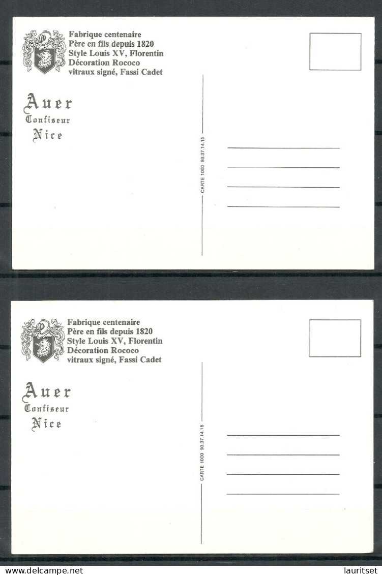 FRANCE - Nice Confiseur Auer, 2 Post Cards, Unused - Otros & Sin Clasificación