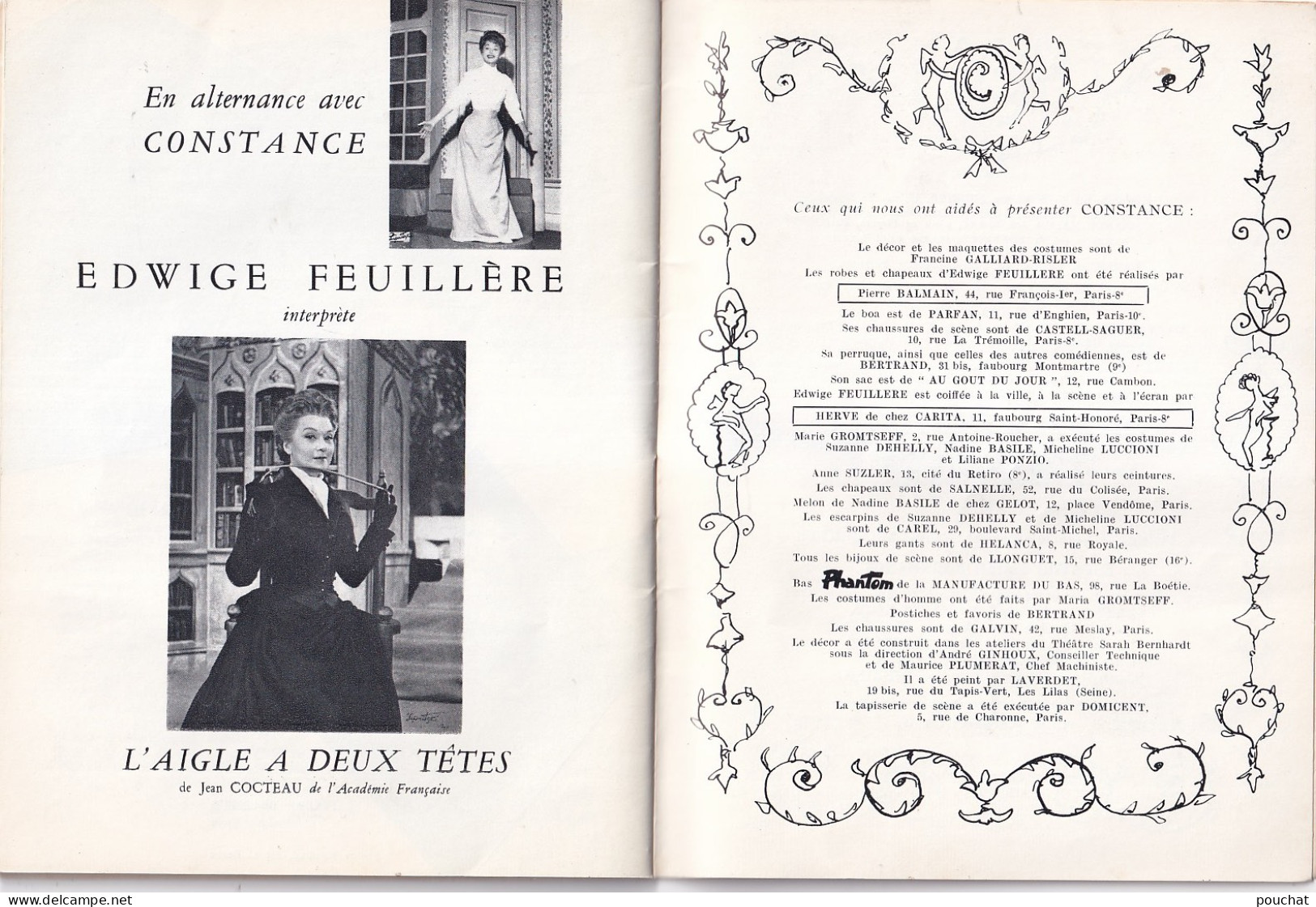 AA+ 132- LIVRET THEATRE SARAH BERNHARDT , PARIS - " CONSTANCE " - COMEDIENS , AUTEURS ET PUBLICITES 