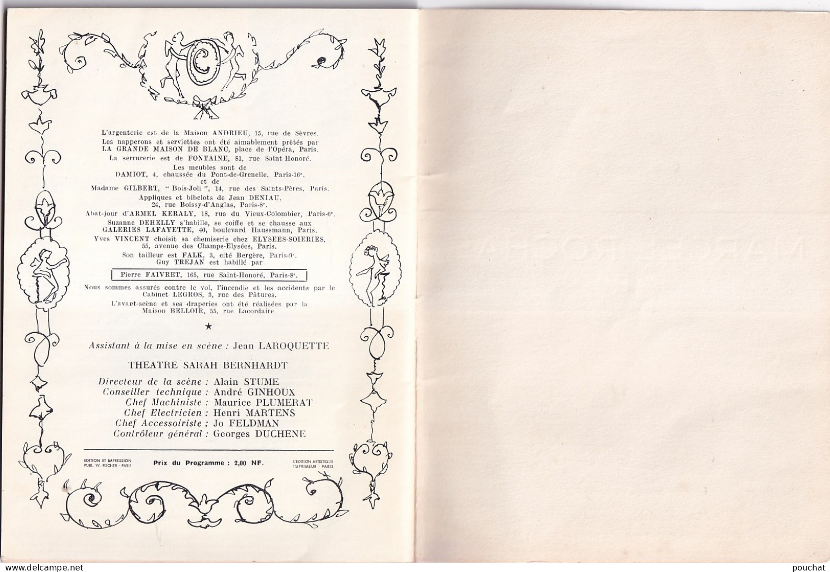 AA+ 132- LIVRET THEATRE SARAH BERNHARDT , PARIS - " CONSTANCE " - COMEDIENS , AUTEURS ET PUBLICITES 