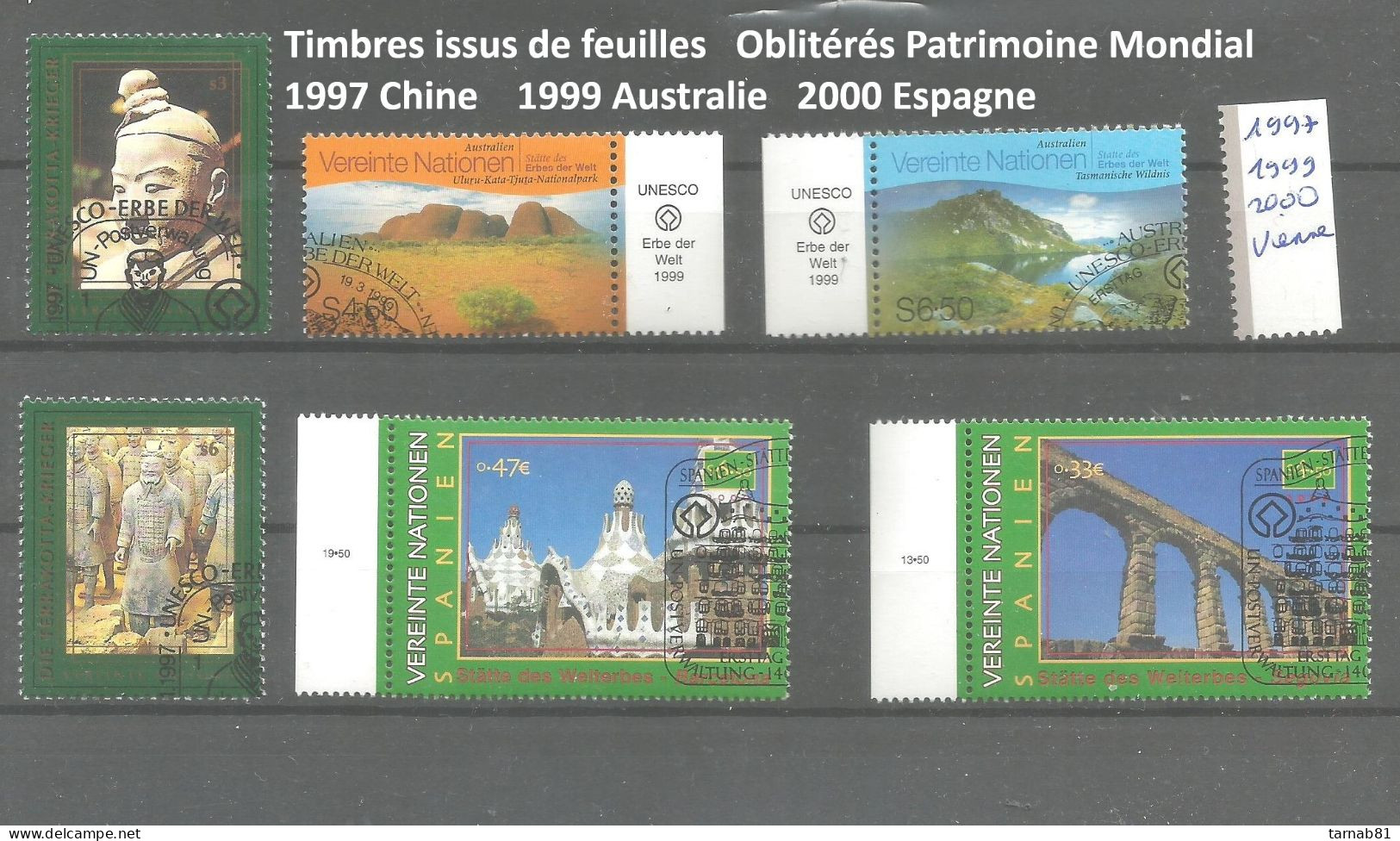 ONU Nations Unies Patrimoine Mondial Vienne 1997  1999 2000   Timbres Oblitérés  Issus De Feuilles - Usati