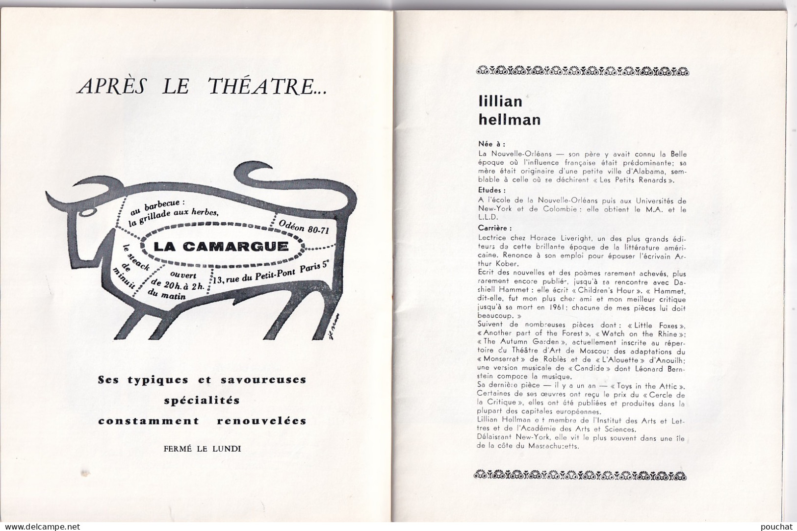 AA+ 132- LIVRET THEATRE SARAH BERNHARDT , PARIS - " LES PETITS RENARDS " - COMEDIENS ET PUBLICITES  - Théâtre