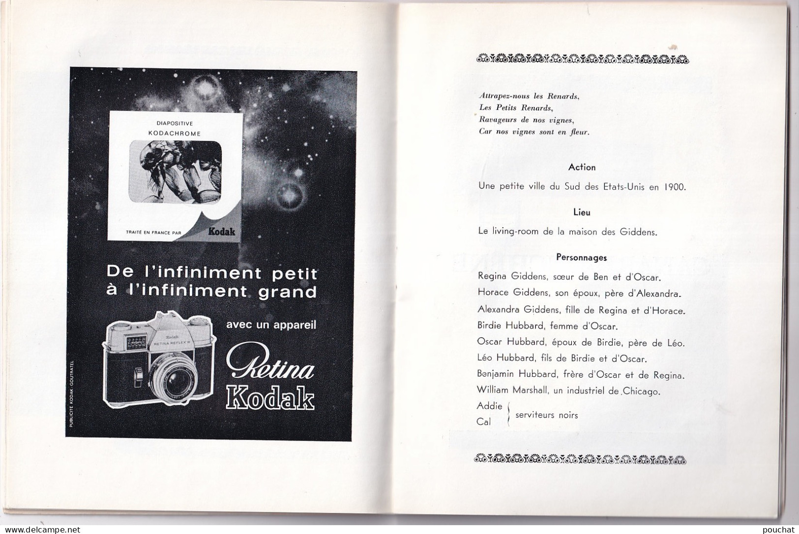 AA+ 132- LIVRET THEATRE SARAH BERNHARDT , PARIS - " LES PETITS RENARDS " - COMEDIENS ET PUBLICITES 