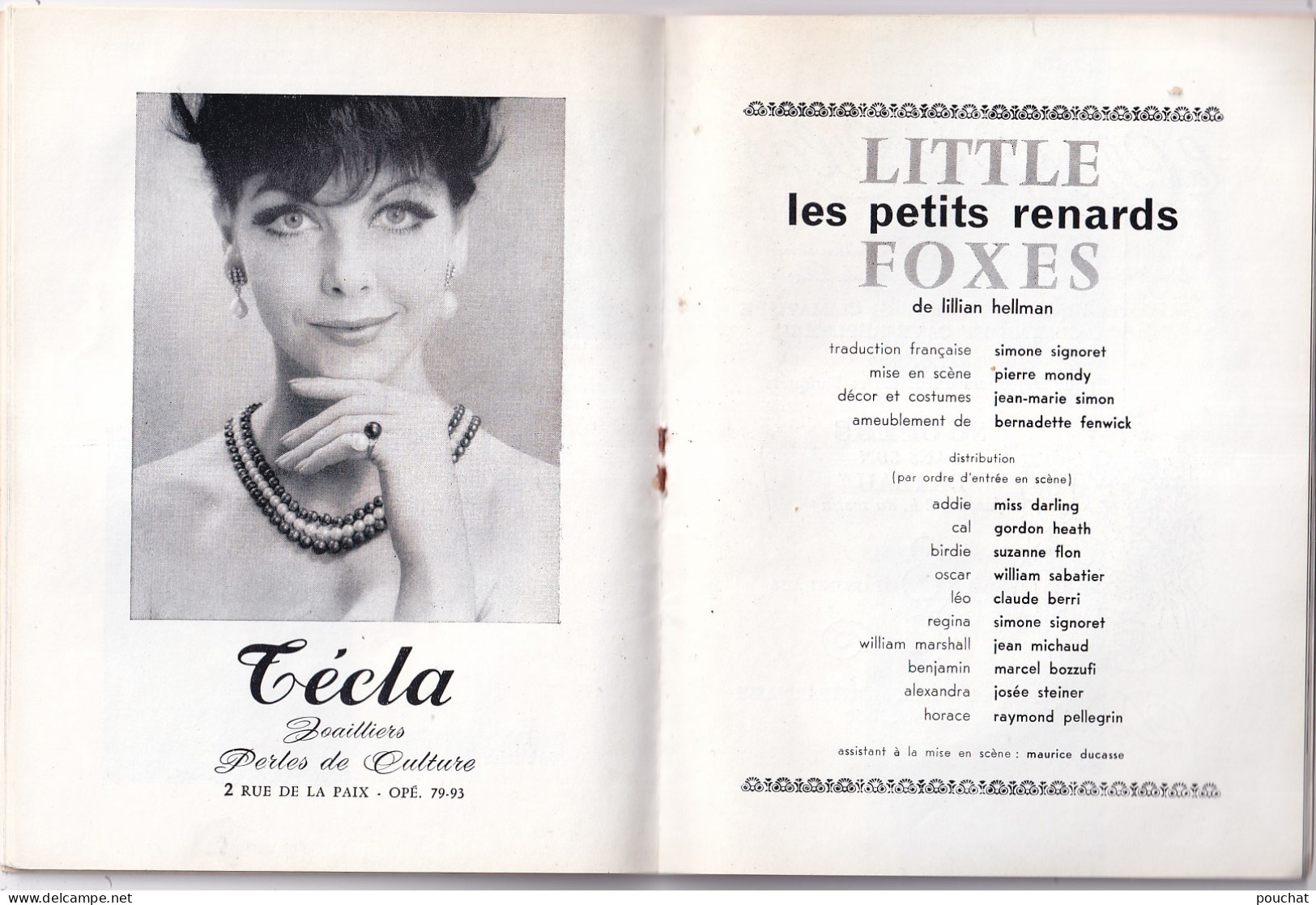 AA+ 132- LIVRET THEATRE SARAH BERNHARDT , PARIS - " LES PETITS RENARDS " - COMEDIENS ET PUBLICITES 
