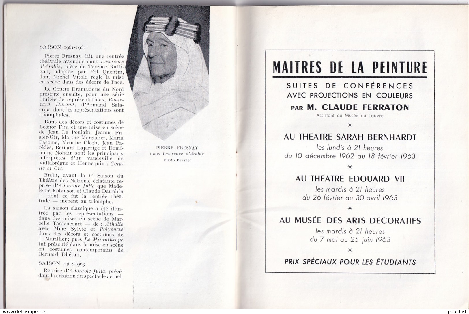 AA+ 132- LIVRET THEATRE SARAH BERNHARDT , PARIS - " LES PETITS RENARDS " - COMEDIENS ET PUBLICITES 