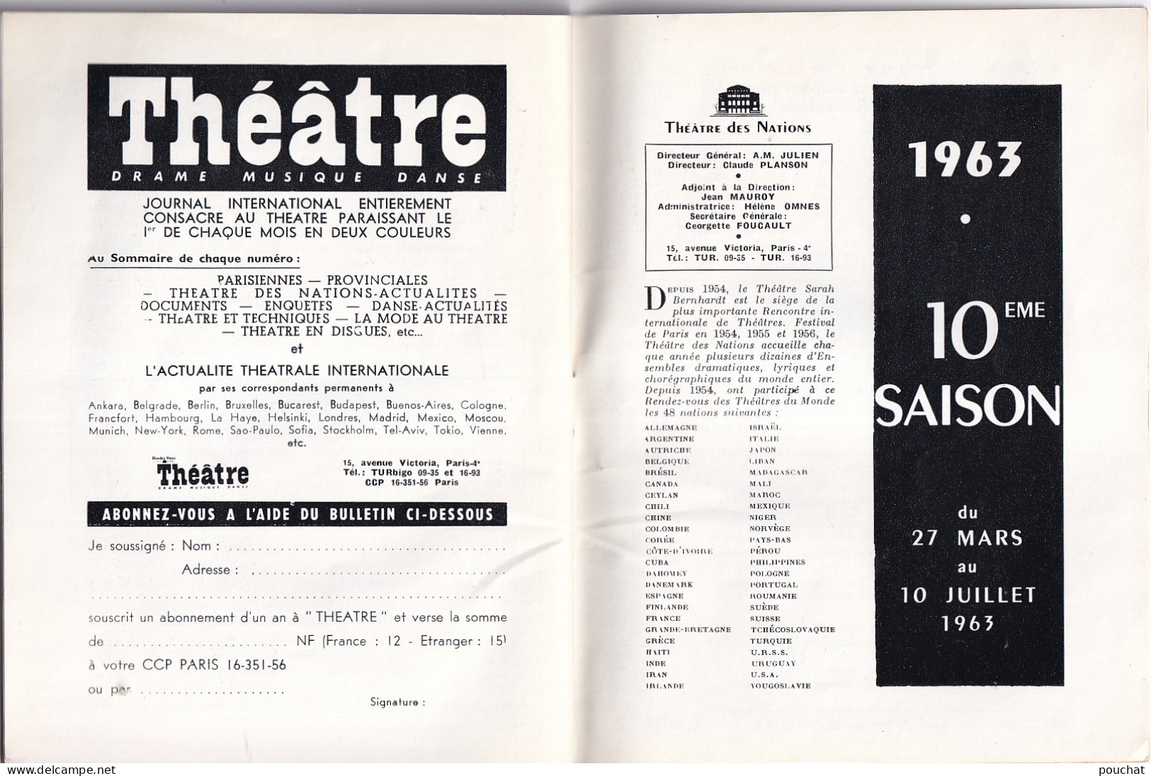 AA+ 132- LIVRET THEATRE SARAH BERNHARDT , PARIS - " LES PETITS RENARDS " - COMEDIENS ET PUBLICITES 