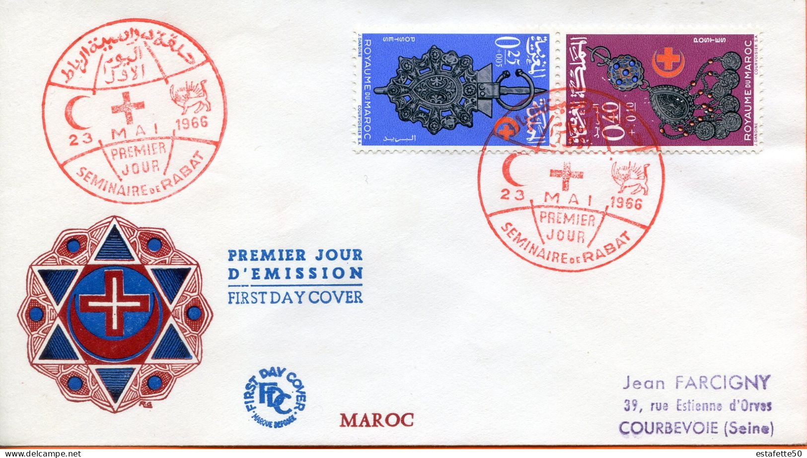 Maroc;FDC 1er Jour; 1966 ,TP N°507A " Croissant Rouge,croix Rouge "Morocco;Marruecos - Morocco (1956-...)