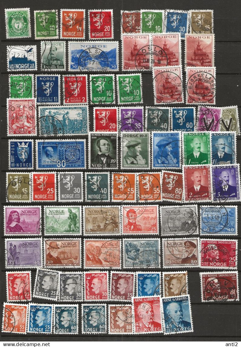 Norway Small Collectionused Stamps,  Over 200 Different Stamps Many Sets, Cancelled Stamps - Verzamelingen
