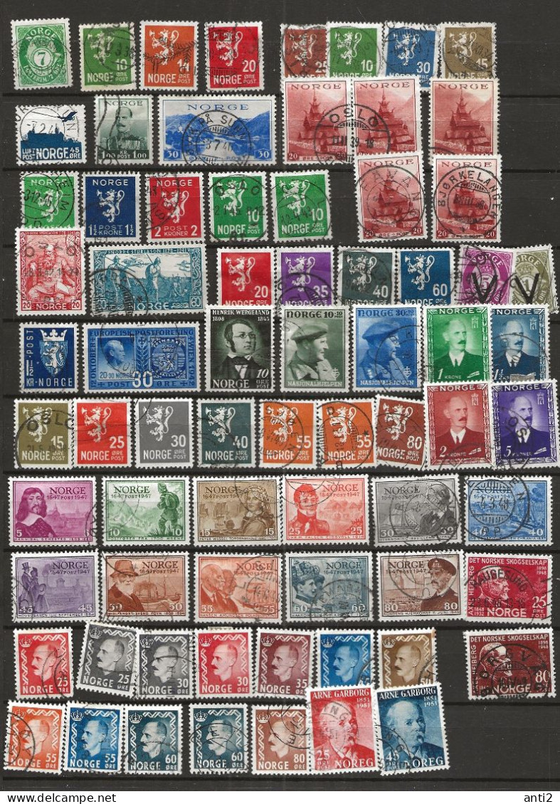 Norway Small Collectionused Stamps,  Over 200 Different Stamps Many Sets, Cancelled Stamps - Collections