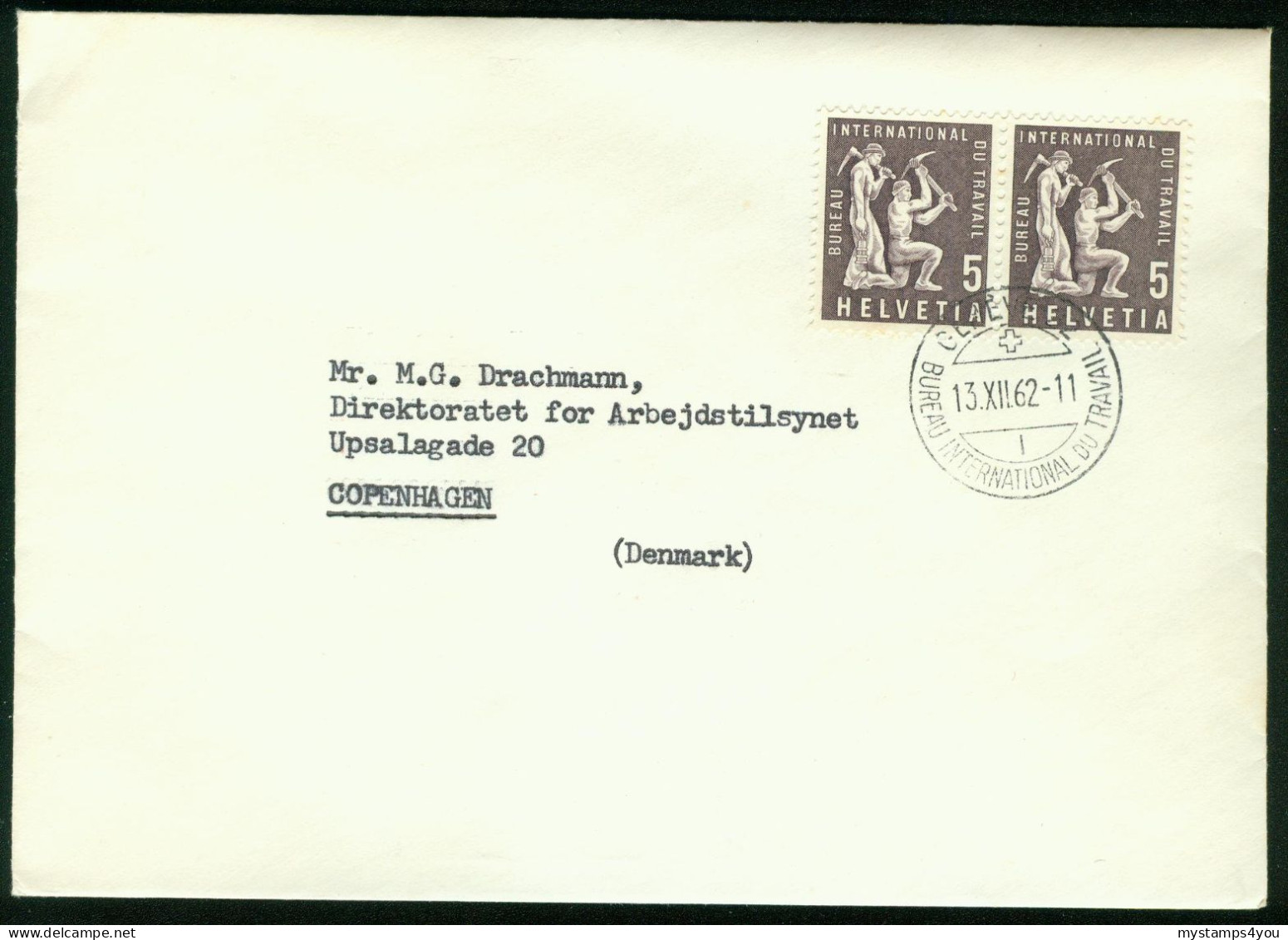 Br Switzerland, Geneve 22 (ILO) 1962 Official Cover > Denmark (International Labour Office MiNr 94) #bel-1051 - Lettres & Documents