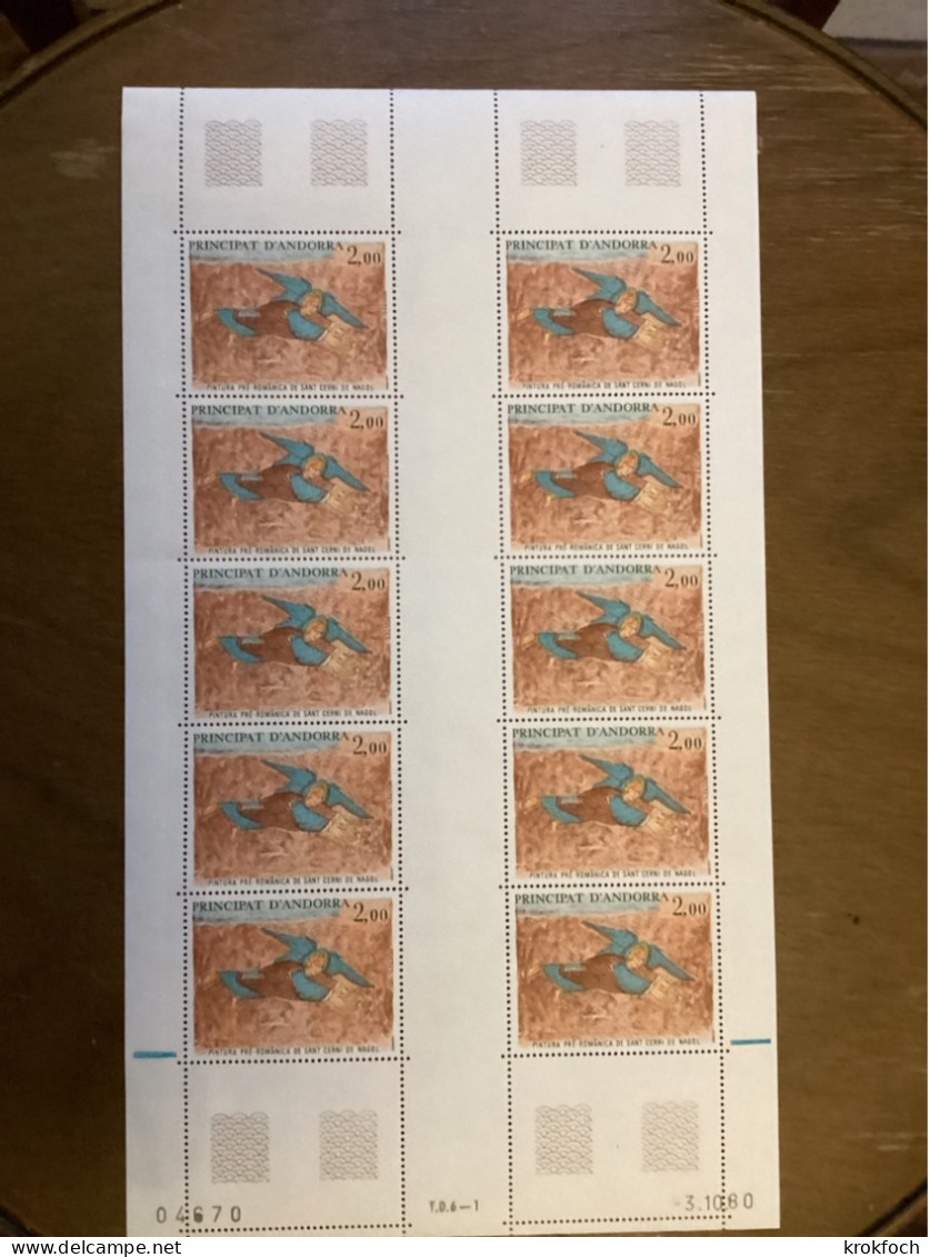 Andorre YT 290 - Fresque église - Feuille De 10 Avec Coin Daté - Unused Stamps