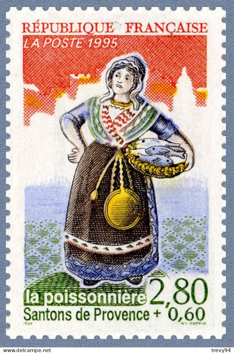 Timbre De 1995 - Santons De Provence La Poissonnière - Yvert & Tellier N° 2979 - Unused Stamps